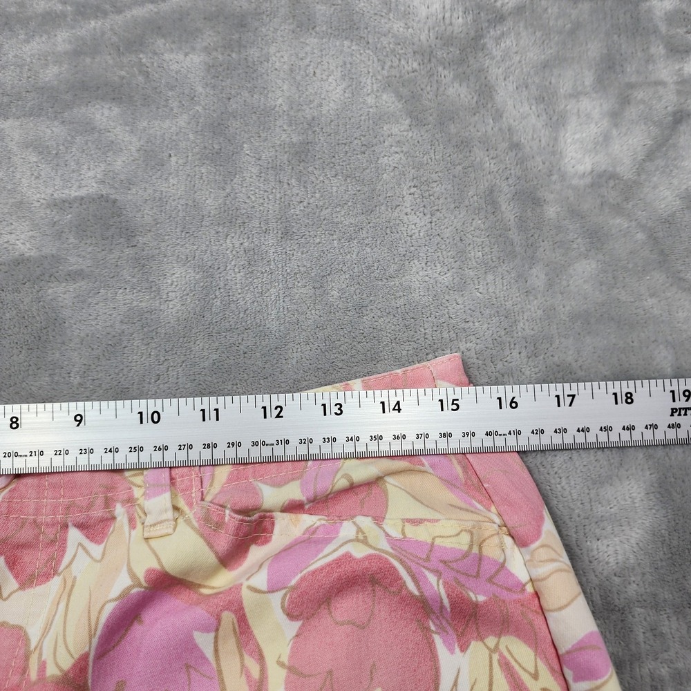 Vintage Gloria Vanderbilt Pants Womens 12 Pink Floral Twill Capri Crop Stretch - Picture 6 of 10